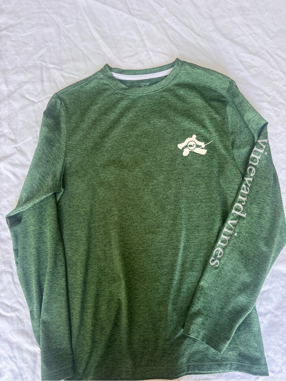 Vineyard Vines Heather Green Long-Sleeve Performance Tee